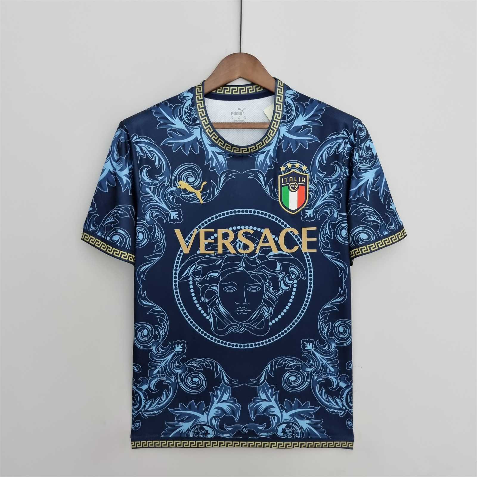 Italy x Versace Special Edition Jersey — Navy Blue front view