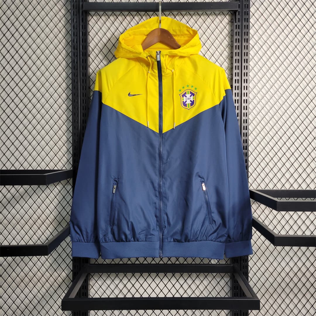 Brazil Windbreaker (Hooded, Yellow) front view