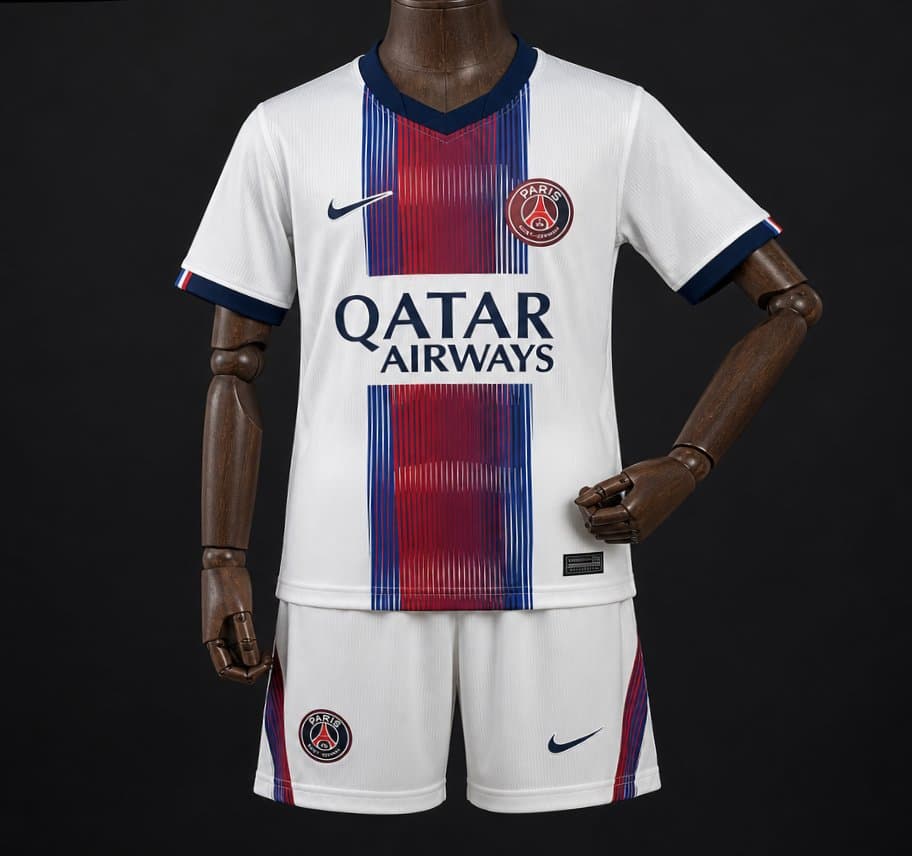 Paris Saint-Germain (PSG) Away Kids Kit 26/27 front view
