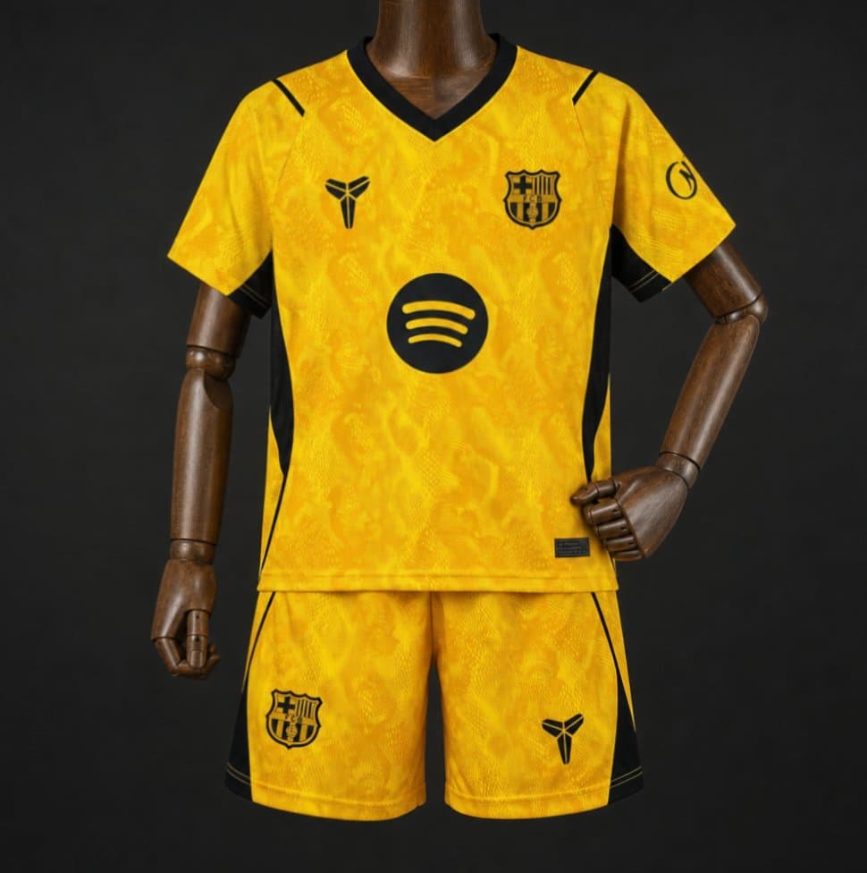 Barcelona Away Goalkeeper Kids Kit 26/27 front view