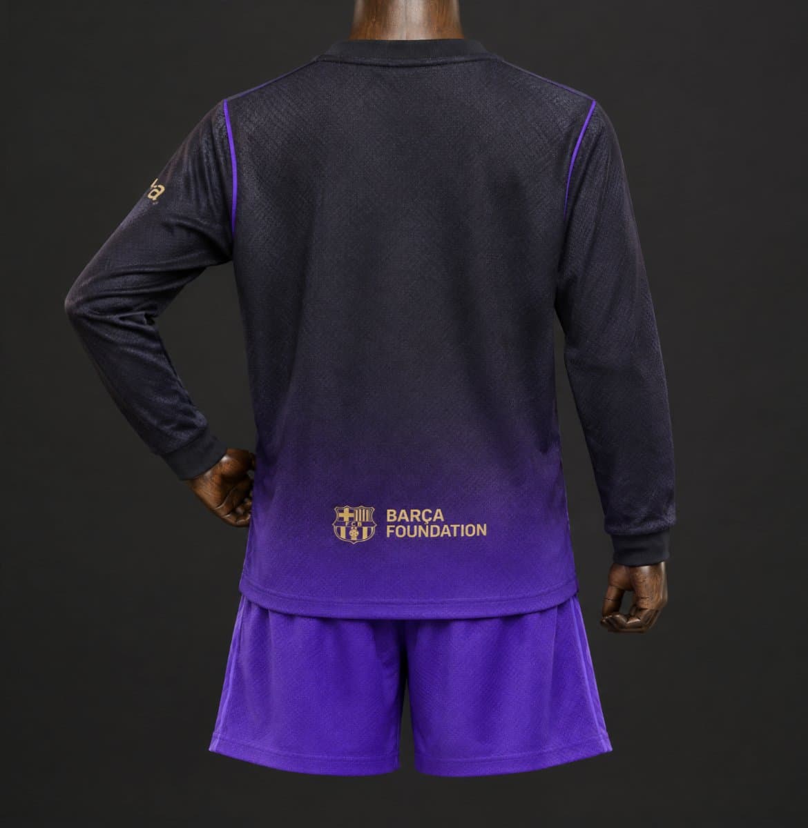 Barcelona Away Long Sleeve Kids Kit 26/27 back view