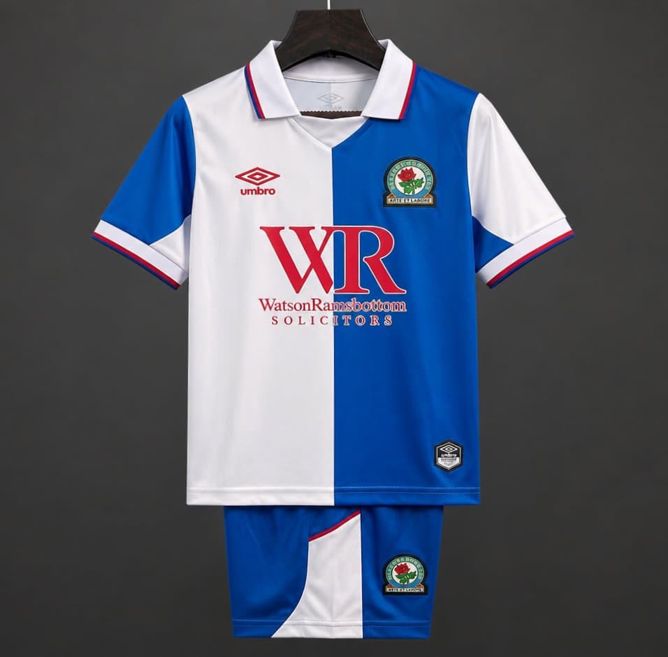 Blackburn Rovers Home Kids Kit 26/27 front view