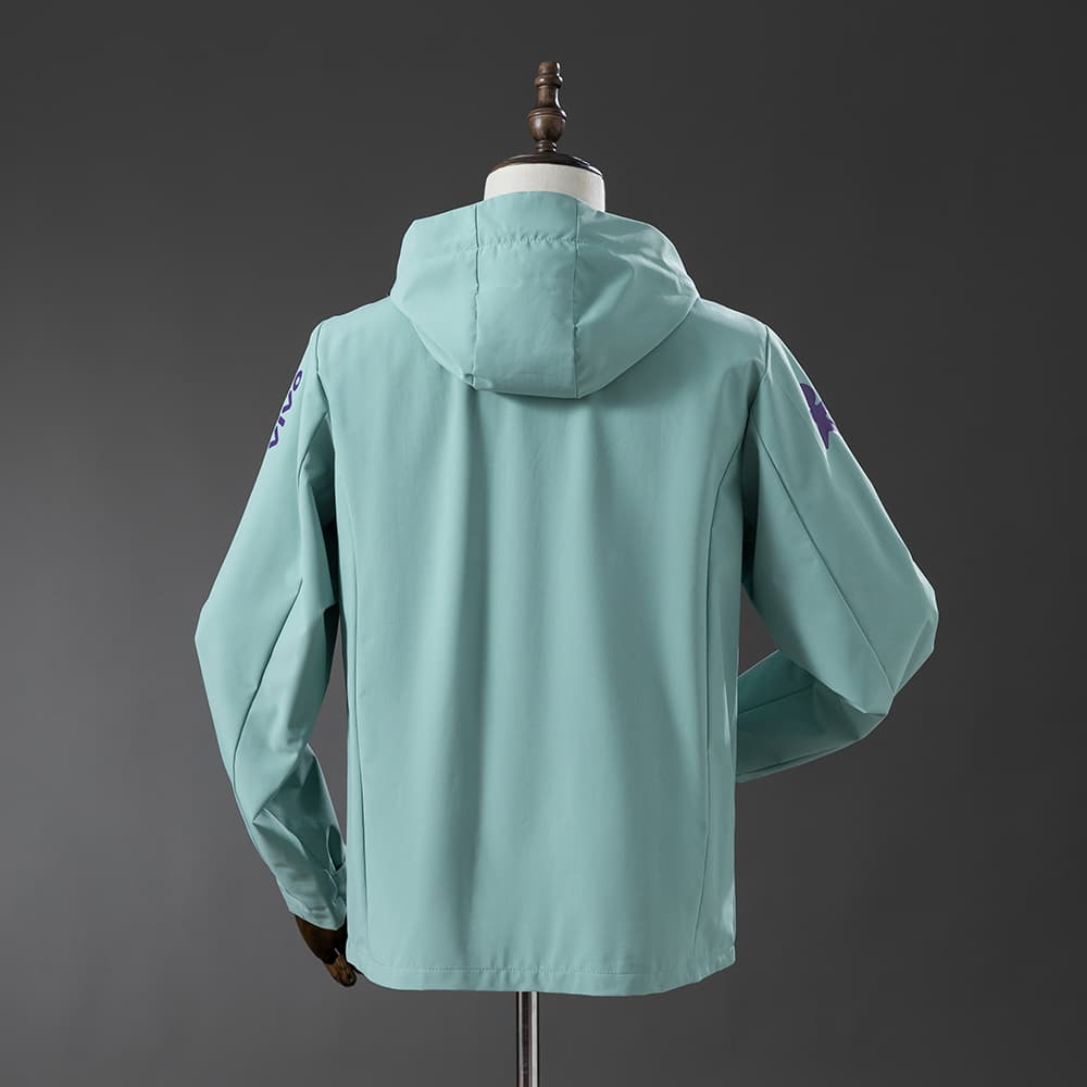 Brazil windbreaker in sage green, back view