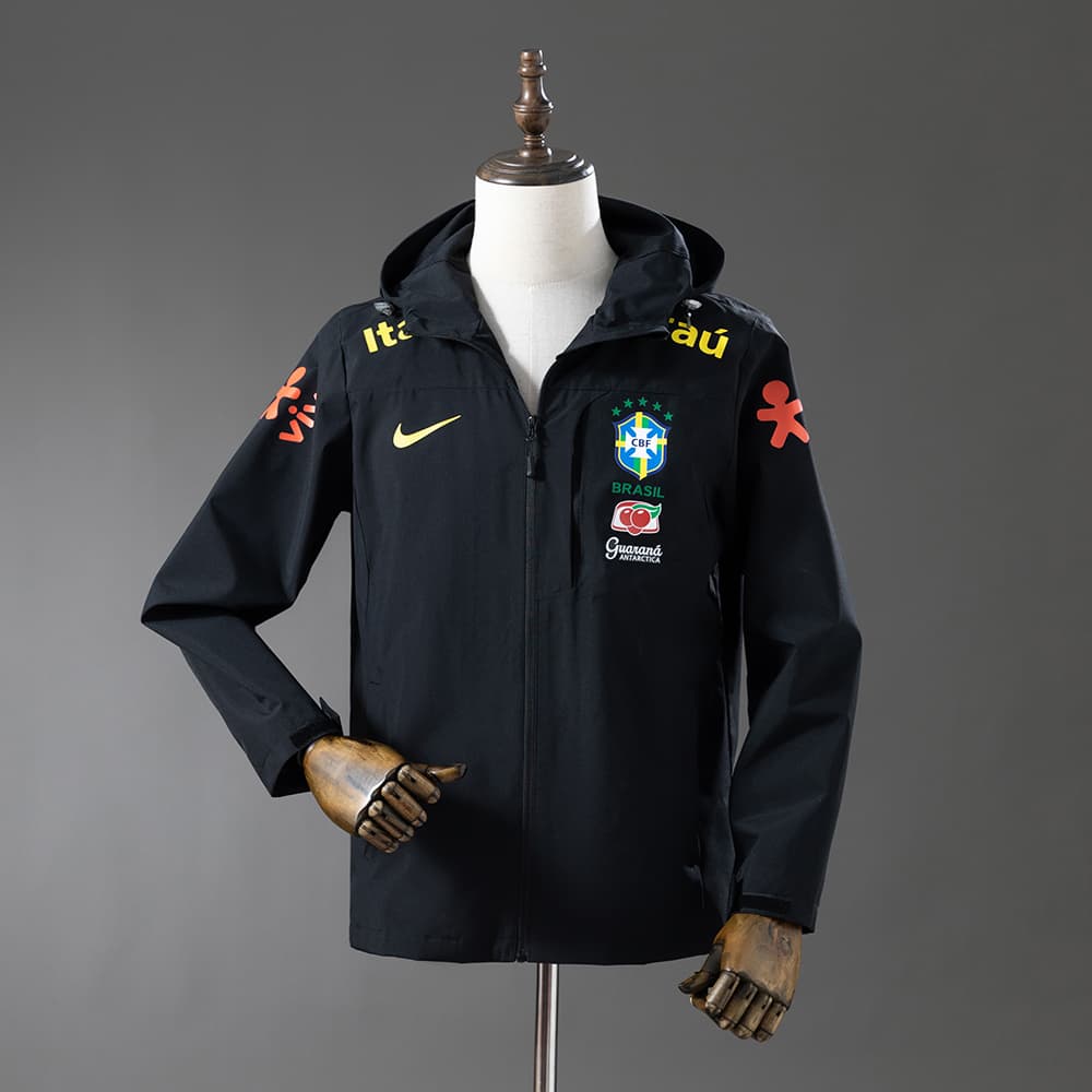 Brazil windbreaker in midnight black, front view