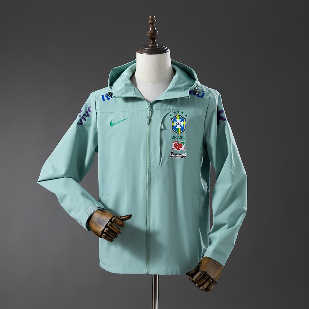 Brazil windbreaker in sage green, front view
