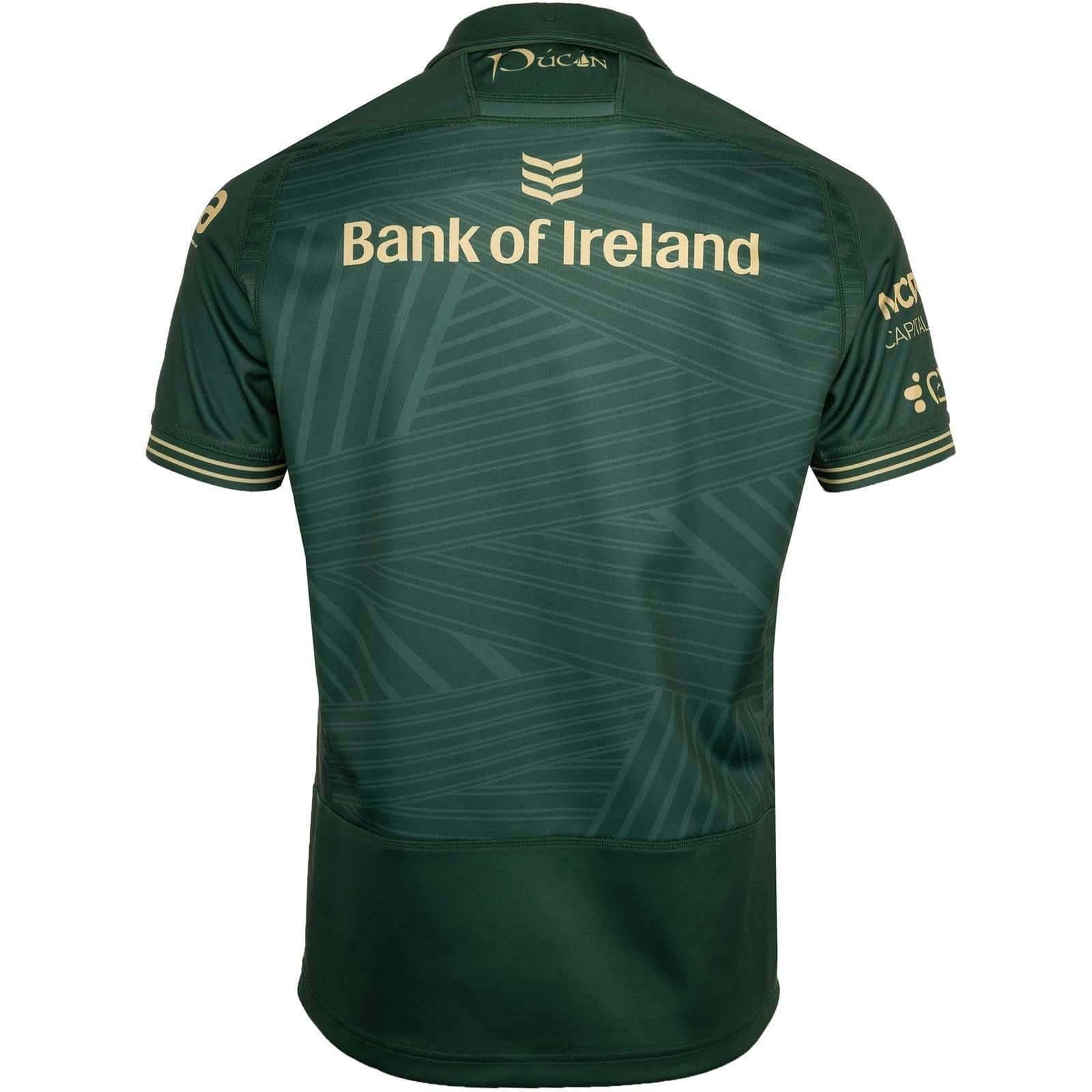 Connacht Rugby 2025/26 Home Jersey โ Green with Gold Geometric Pattern back view