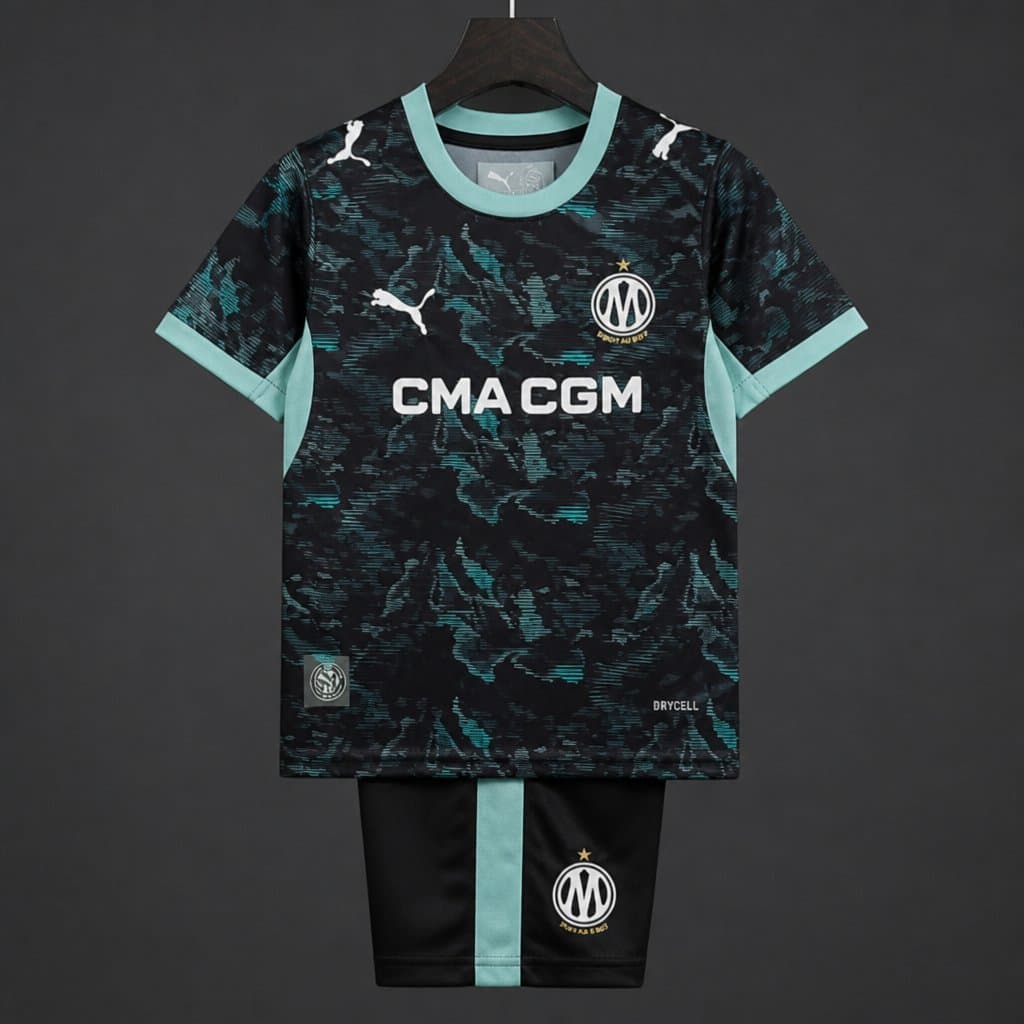 Marseille Black & Teal Kids Kit front view