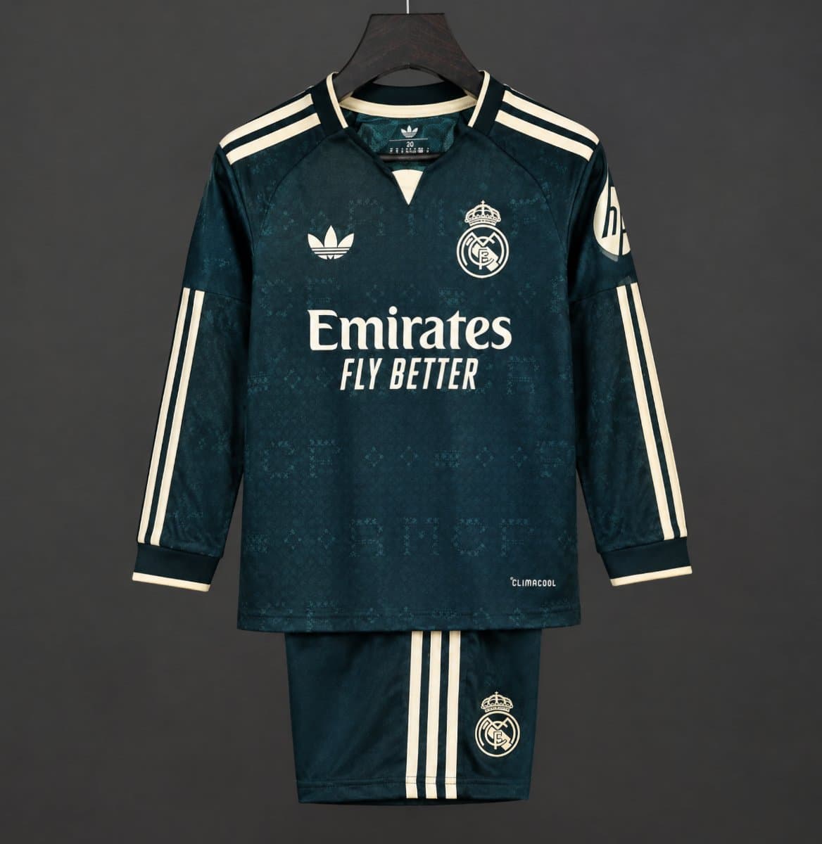 Real Madrid Away Long Sleeve Kids Kit 26/27 front view