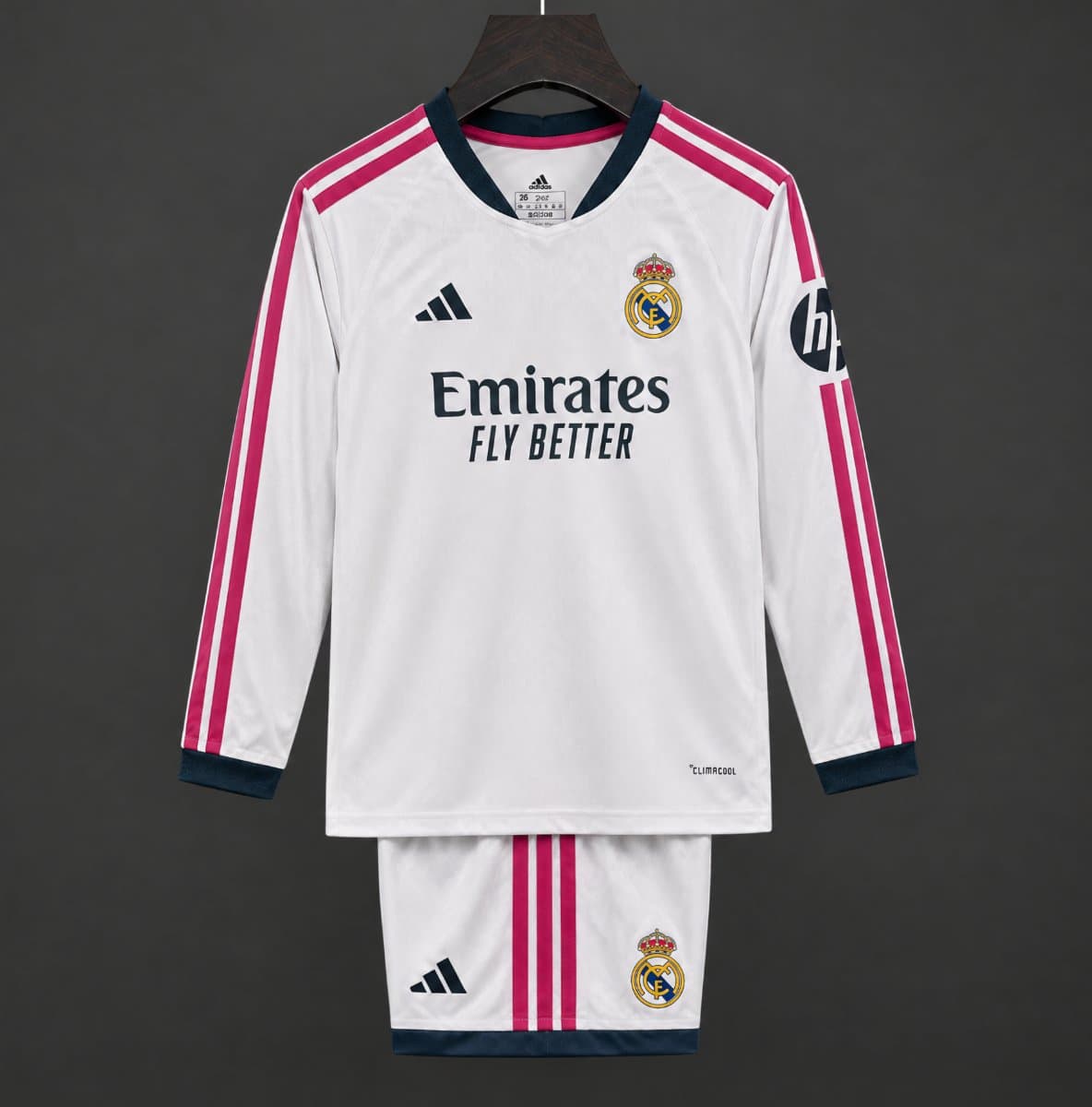 Real Madrid Home Long Sleeve Kids Kit 26/27 front view