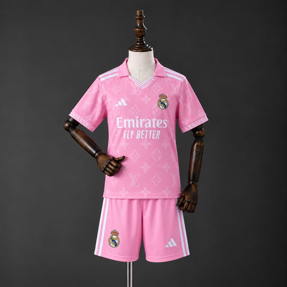 Real Madrid Pink Monogram Kids Kit front view